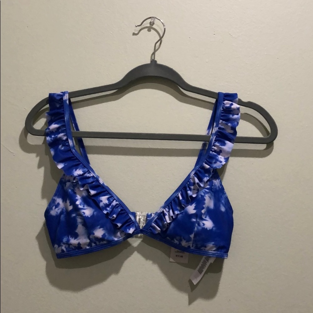 Blue Cloud ruffle bikini top